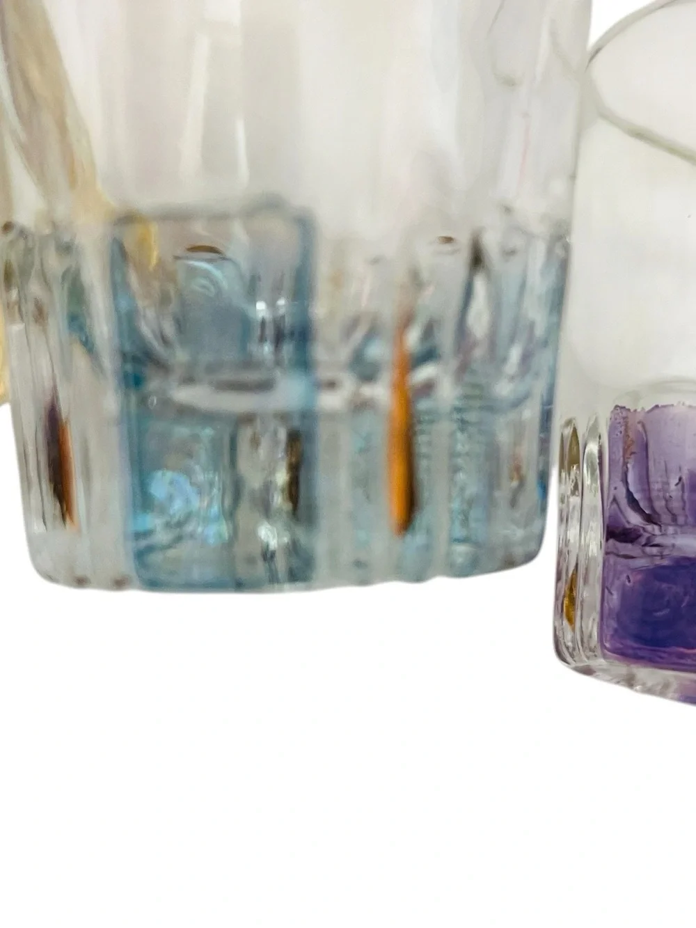 Colored Glass Shot Glasses with Gold Rim Set of 4